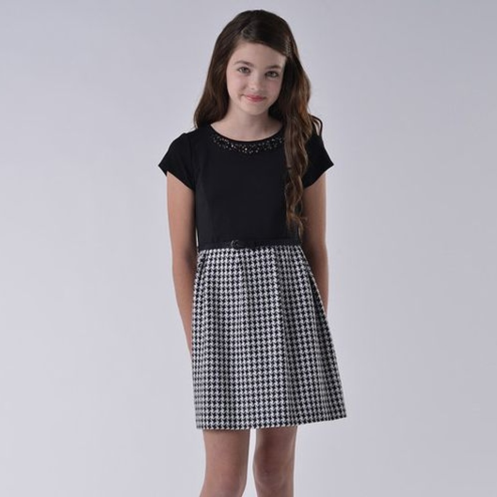 Blush by Us Angels Dress Black & Houndstooth